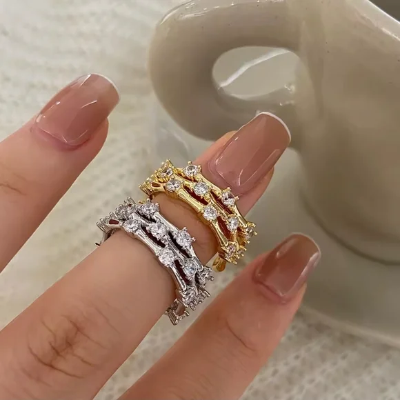 Silver Branch Wrap Ring with Crystal Accents - Picture 5 of 5